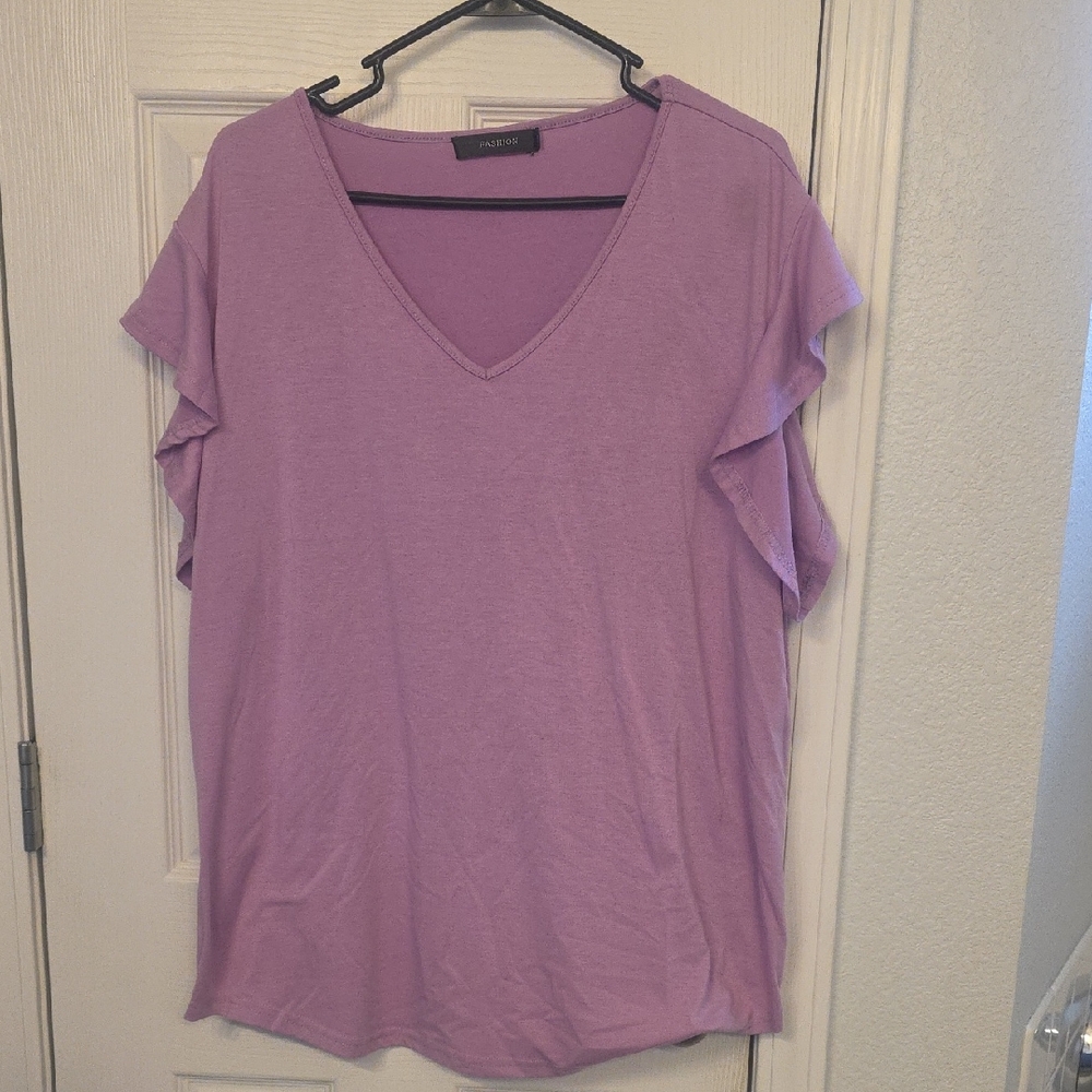 Avenue Lavender V-Neck Blouse